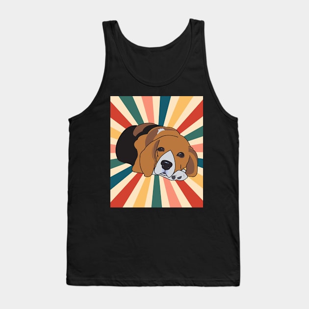 Cute Beagle Dog Breed 80s 90s Retro Style Vintage Design Animal Pet Tank Top by Inspirational And Motivational T-Shirts